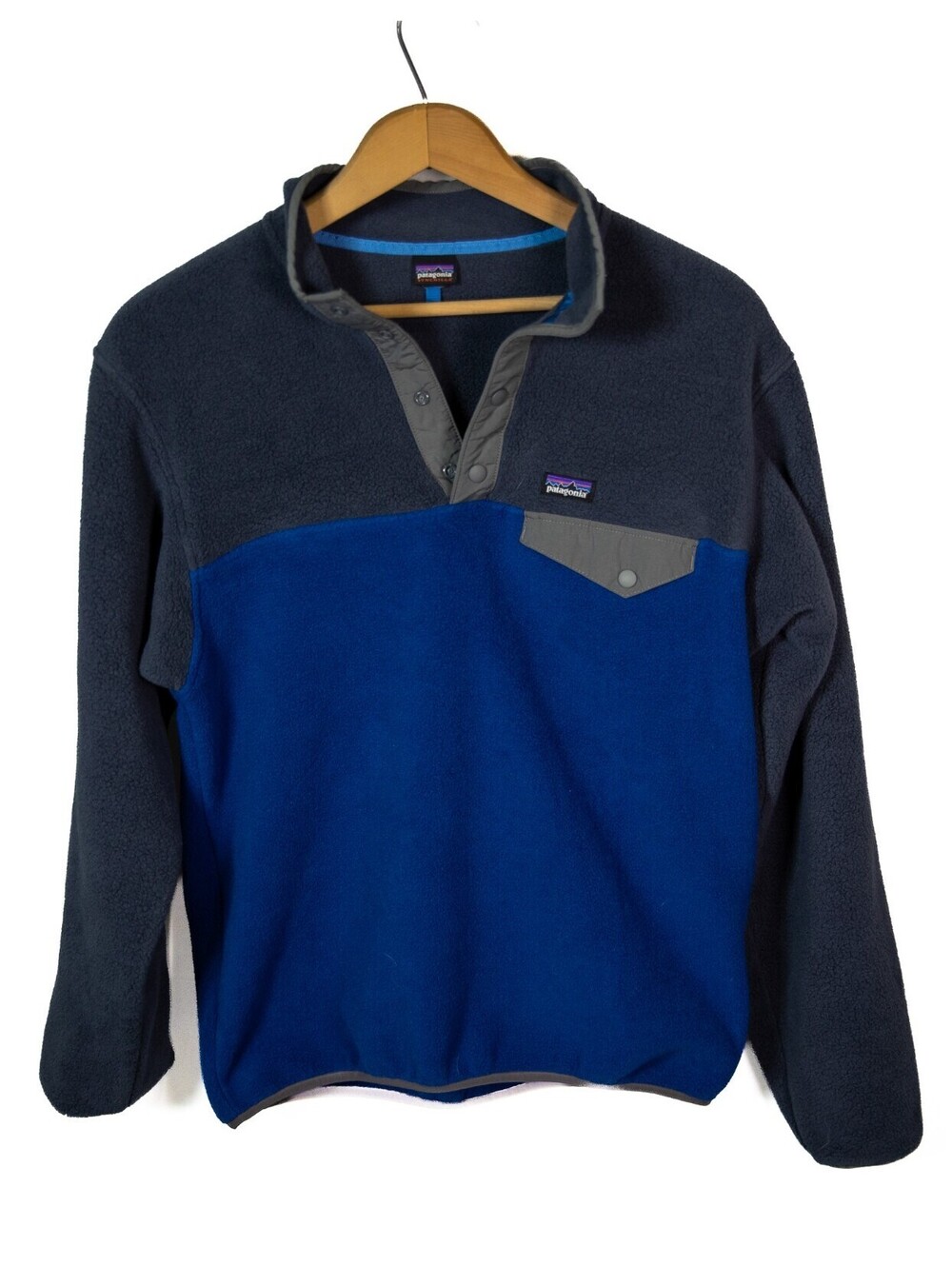 Patagonia Synchilla Snap-T Snap T Fleece Pullover Sweater Two Tone Blue Medium M